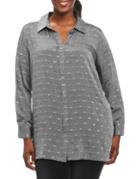 Foxcroft Plus Dotted Button-down Shirt