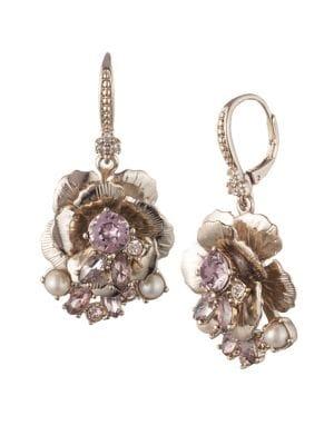 Marchesa Blush-goldtone & Swarovski Crystal Floral Drop Earrings