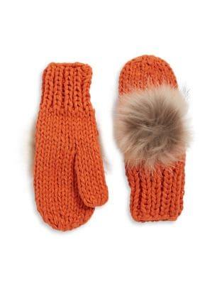 Linda Richards Fur Pom Wool Mittens
