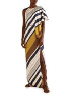Mango Striped Asymmetrical Maxi Dress