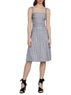 Bcbgmaxazria Asymmetrical Stripe Flared Dress