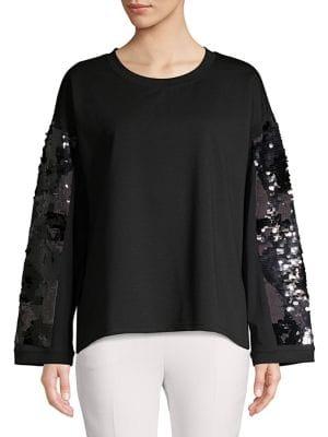 Dkny Sequin Flare Sleeve Pullover