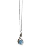 Le Vian Sea Blue Aquamarine, Chcoolate Diamonds,14k Vanilla Gold Pendant Necklace