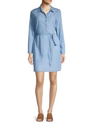 Lucky Brand Collared Belted Chambray Dress