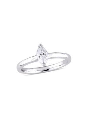 Sonatina 14k White Gold Marquise-cut Diamond Solitaire Engagement Ring