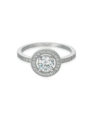 Crislu Classic Pave Platinum Brilliant Halo Ring