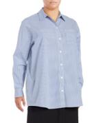 Lord & Taylor Plus Striped Button-front Shirt