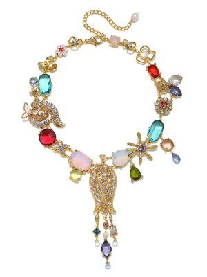 Badgley Mischka 6-12mm White Oval Pearl And Crystal Necklace