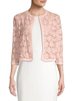 Anne Klein Floral Lace Open-front Cardigan