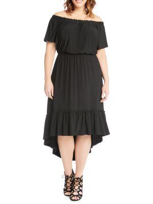 Karen Kane Plus Off-the-shoulder Ruffle-hem Dress