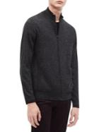 Calvin Klein Merino-blend Tipped Mockneck Zip Sweater