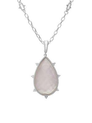 Ripka Amalfi Large Pear Sterling Silver, Mother-of-pearl & Crystal Pendant Necklace