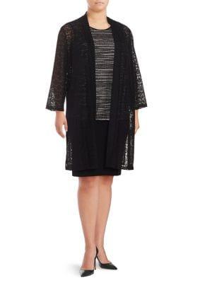 Nipon Boutique Plus Open-collar Crochet Cardigan