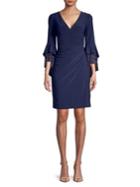 Betsy & Adam Three-quarter Ruffle-sleeve Sheath Dress