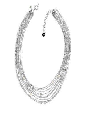 Karl Lagerfeld Safety Pin 5mm Pearl And Crystal Multi-chain Necklace
