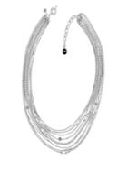 Karl Lagerfeld Safety Pin 5mm Pearl And Crystal Multi-chain Necklace