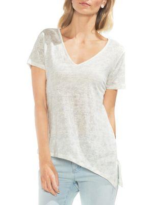 Vince Camuto Drape-front Linen Tee