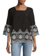 Calvin Klein Eyelet Bell-sleeves Cotton Top