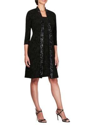 Alex Evenings Two-piece Sequin Jacket & Shift Dress