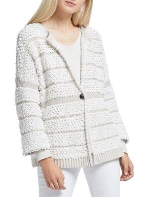 Nic+zoe Loop Up Textured Cotton-blend Cardigan