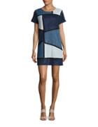 Design Lab Lord & Taylor Patchwork Faux Suede Shift Dress