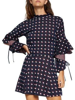 Bcbgeneration Double Dot Cut-out Sleeve Cropped Top