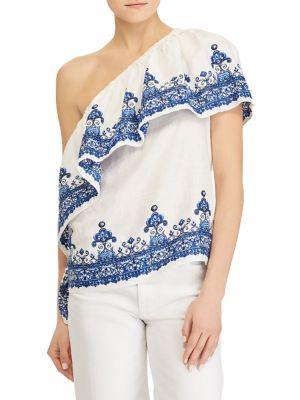 Lauren Ralph Lauren One-shoulder Linen Top