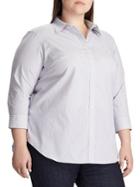 Lauren Ralph Lauren Plus Relaxed-fit Stripe Button-down Shirt