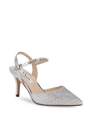 Nina Tonya Metallic Sparkle Ankle Strap Pumps