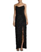 Vera Wang Sleeveless Floral Embroidered Gown