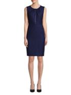 T Tahari Lucille Pleated Front Zip Dress