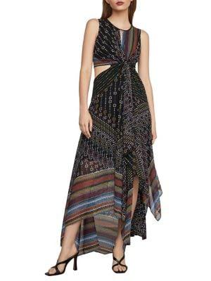 Bcbgmaxazria Mixed Prints Knot-front Dress