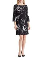 Lauren Ralph Lauren Floral Crepe Bell Sleeve Shift Dress