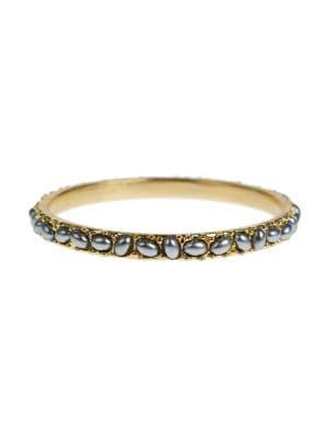 Kenneth Jay Lane Faux Pearl Textured Bangle Bracelet