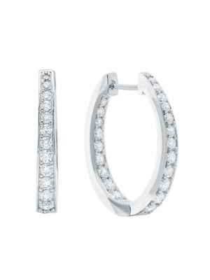 Crislu Cubic Zirconia Halo Hoop Earrings