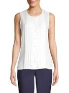 Karl Lagerfeld Paris Sleeveless Buttoned Pleat-front Top