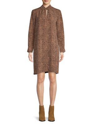 H Halston Animal-print Crepe De Chine Shift Dress