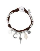 Lucky Brand Boxed Exclusive Crystal Charm And Leather Bracelet