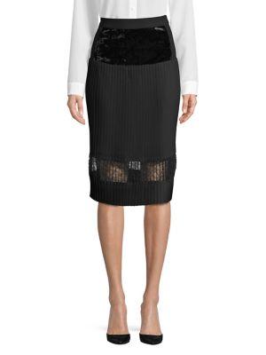 Donna Karan Pleated Velvet A-line Skirt