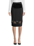 Donna Karan Pleated Velvet A-line Skirt