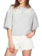 1.state Embroidered Bell-sleeve French Terry Sweatshirt