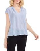 Two By Vince Camuto Crinkle Cotton V-neck Blouse