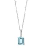 Effy 14k White Gold, Diamond & Aquamarine Necklace
