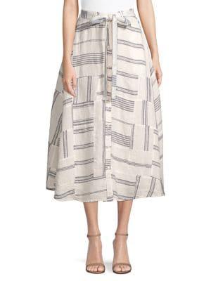 Polo Ralph Lauren Patchwork Linen Mid Skirt