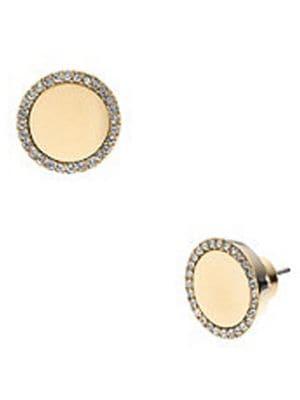 Michael Kors Pave Disc Button Earrings