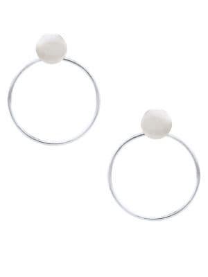 Lord & Taylor Sterling Silver Bead And Hoop Earrings