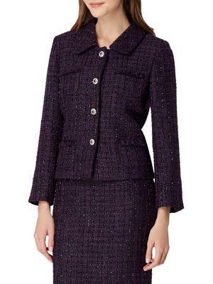 Tahari Arthur S. Levine Petite Four-pocket Boucle Jacket