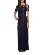 Alex Evenings Embroidered Ruched Gown