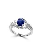 Effy Royale Bleu Diamonds, Sapphire And 14k White Gold Ring