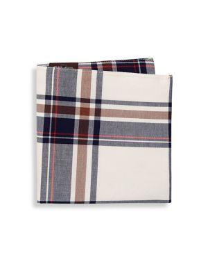 Black Brown Plaid Cotton Pocket Square